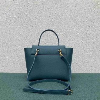Celine Belt Nano Bag In Prussian Blue Grained Calfskin