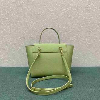 Celine Belt Nano Bag In Sage Grained Calfskin