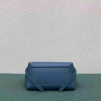Celine Belt Nano Bag In Slate Blue Grained Calfskin
