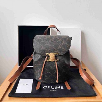 Celine Bonnie Backpack in Triomphe Canvas and Calfskin