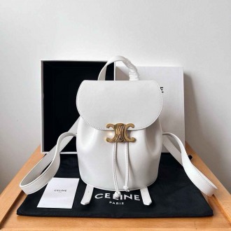 Celine Bonnie Backpack in White Calfskin
