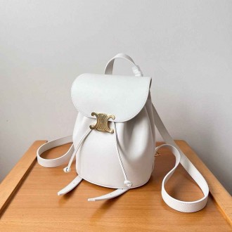 Celine Bonnie Backpack in White Calfskin