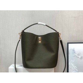 Celine Bucket 16 Bag In Dark Olive Grained Calfskin