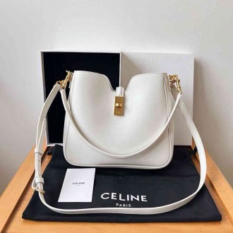 Celine Camille 16 Soft Small Bag in White Calfskin