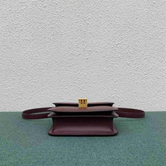 Celine Classic Box Teen Bag In Burgundy Box Calfskin