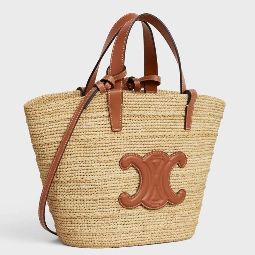 Celine Classic Panier Nano Bag in Raffia and Leather