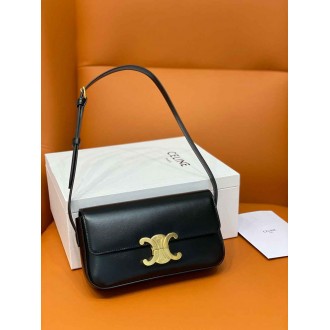 Celine Claude Shoulder Bag in Black Calfskin