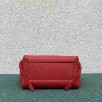 Celine Micro Belt Bag In Red Grained Calfskin
