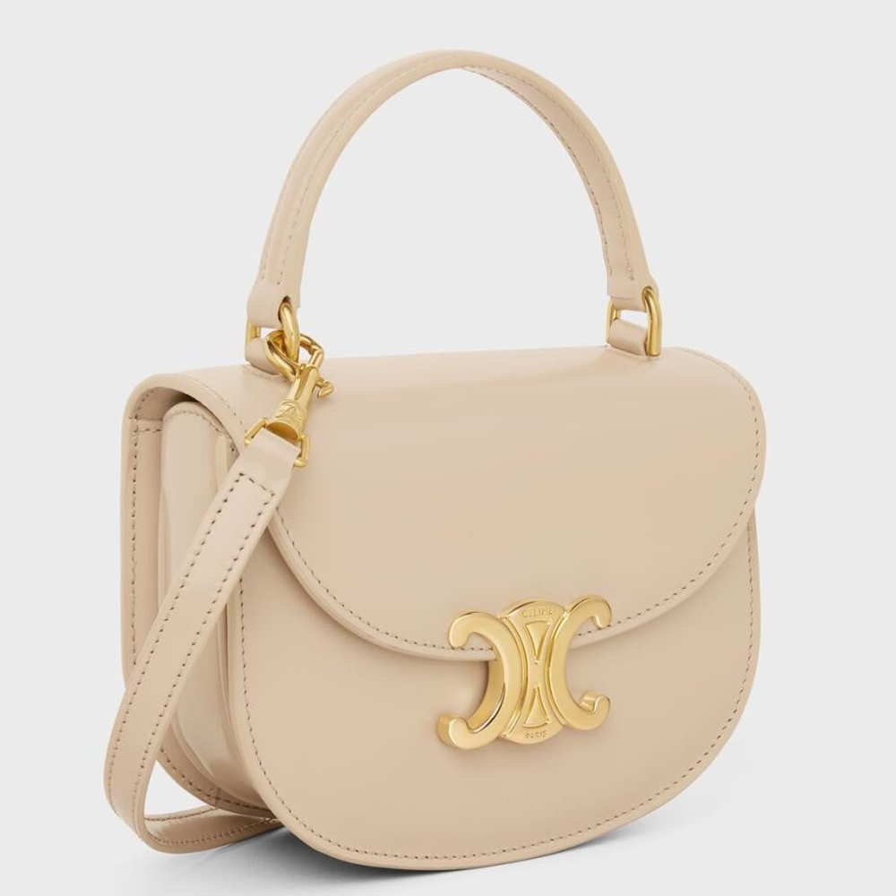 Celine Mini Besace Clea Bag in Nude Calfskin