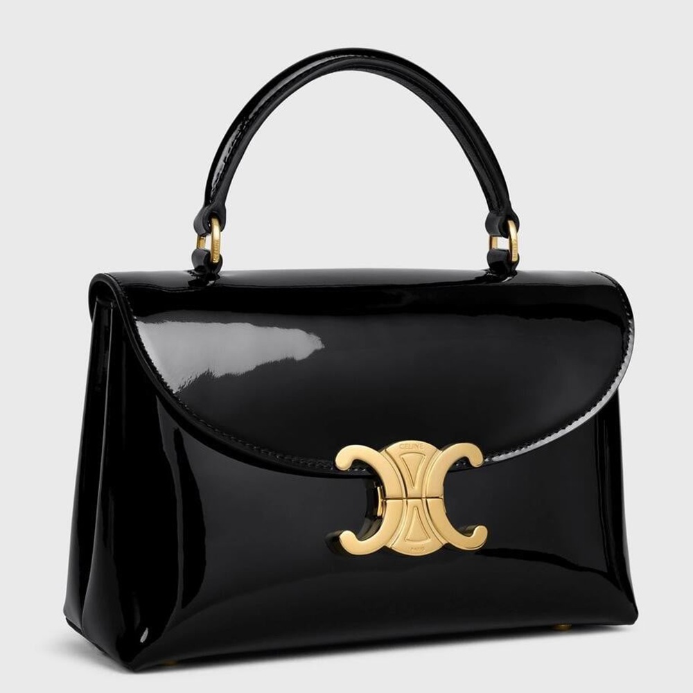 Celine Nino Teen Bag in Black Patent Calfskin