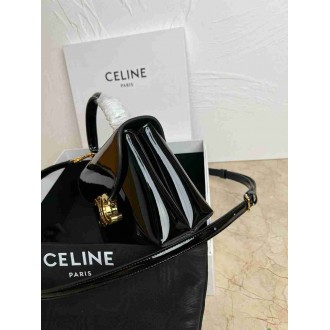 Celine Nino Teen Bag in Black Patent Calfskin