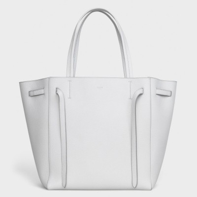 Celine Small Cabas Phantom Bag In White Grained Calfskin
