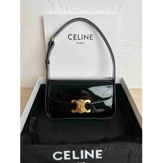 Celine Terence Shoulder Bag in Black Patent Calfskin