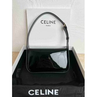 Celine Terence Shoulder Bag in Black Patent Calfskin