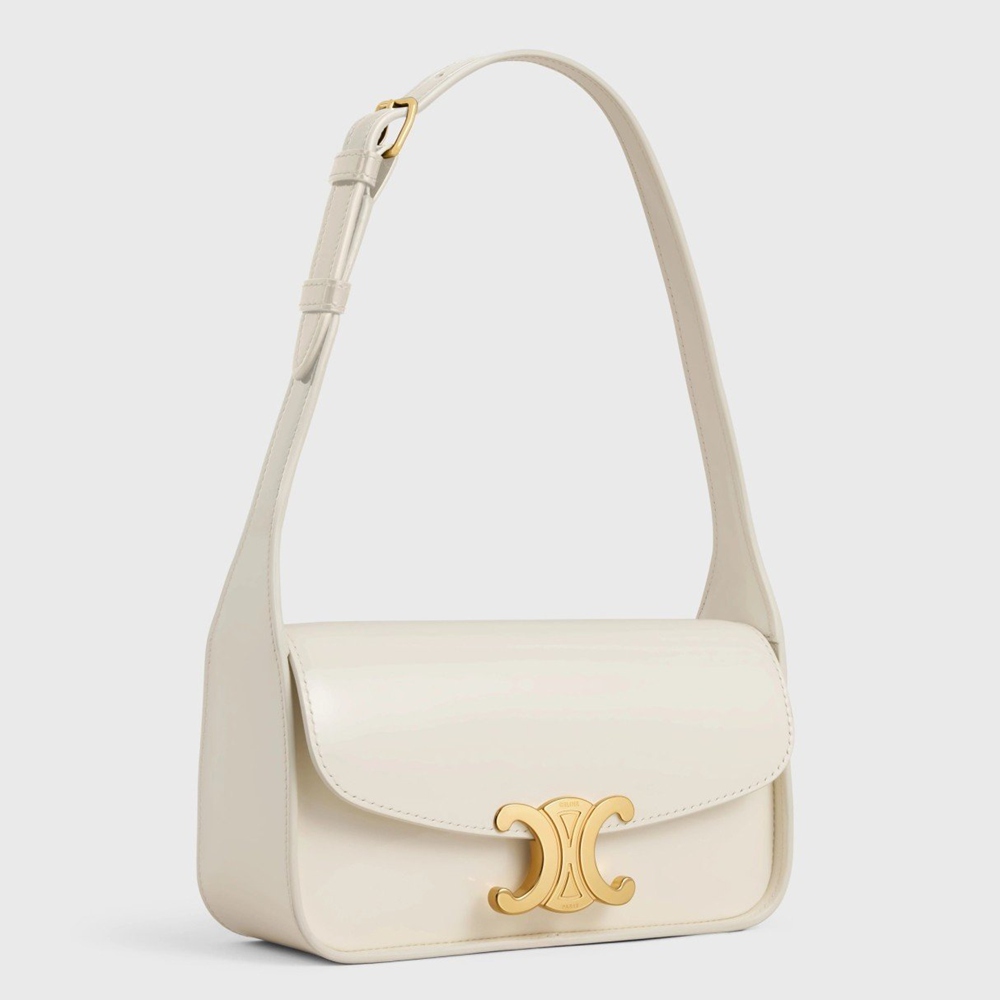 Celine Terence Shoulder Bag in White Patent Calfskin