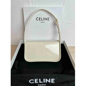 Celine Terence Shoulder Bag in White Patent Calfskin
