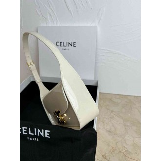 Celine Terence Shoulder Bag in White Patent Calfskin