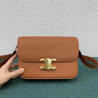 Celine Triomphe Medium Bag In Brown Natural Calfskin