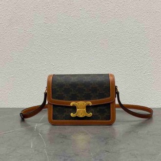 Celine Triomphe Teen Bag In Black Triomphe Canvas