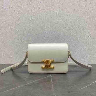 Celine Triomphe Teen Bag In White Leather