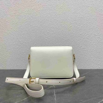 Celine Triomphe Teen Bag In White Leather