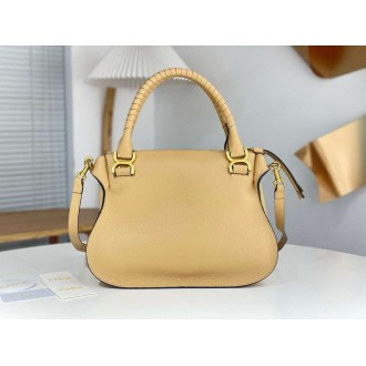 Chloe Marcie Medium Double Carry Bag in Beige Grained Leather