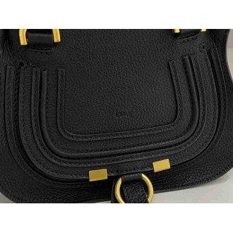 Chloe Marcie Mini Double Carry Bag in Black Grained Leather