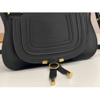 Chloe Marcie Small Double Carry Bag in Black Grained Leather