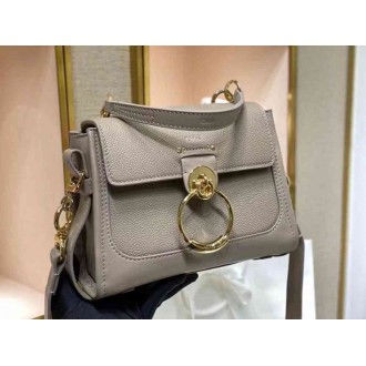Chloe Mini Tess Day Bag In Grey Grained Leather