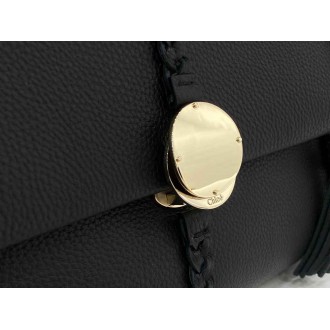 Chloe Penelope Medium Shoulder Bag in Black Grained Calfskin