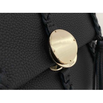 Chloe Penelope Small Shoulder Bag in Black Grained Calfskin