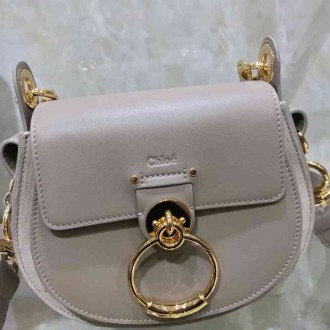 Chloe Small Tess Shoulder Bag In Grey Calfskin