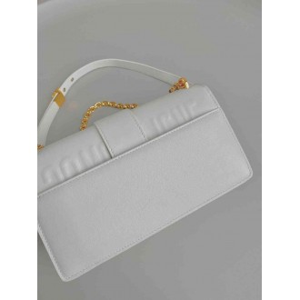 Dior 30 Montaigne East-West Bag with Chain in White Calfskin