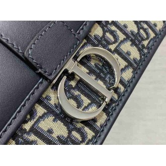 Dior 30 Montaigne East-West Bag with Strap in Oblique Jacquard and Calfskin