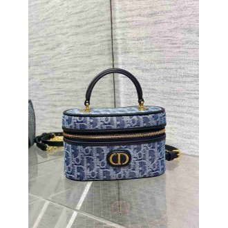 Dior 30 Montaigne Mini Vanity Case in Blue Denim Oblique Jacquard