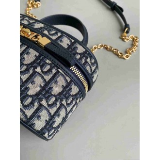 Dior 30 Montaigne Mini Vanity Case in Blue Oblique Jacquard
