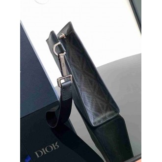 Dior A5 Triangle Pouch in Black CD Diamond Canvas