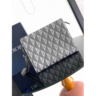 Dior A5 Triangle Pouch in Grey CD Diamond Canvas