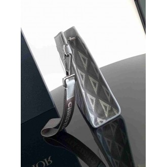 Dior A5 Triangle Pouch in Grey CD Diamond Canvas