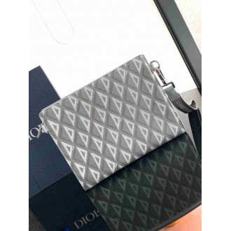 Dior A5 Triangle Pouch in Grey CD Diamond Canvas