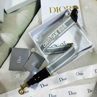 Dior Adjustable Shoulder Strap in Grey Embroidery Canvas