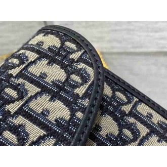 Dior Bobby East-West Chain Pouch in Blue Oblique Jacquard