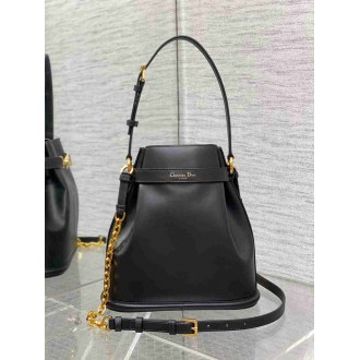 Dior C'est Medium Bag in Black Saddle Calfskin