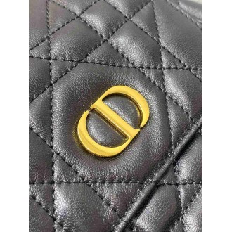 Dior Caro Medium Backpack in Black Macrocannage Lambskin