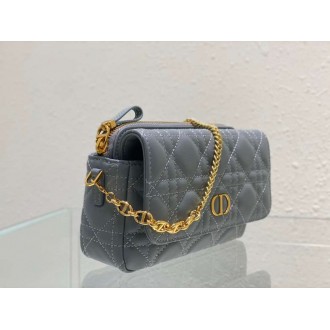 Dior Caro Pouch In Cloud Blue Cannage Calfskin