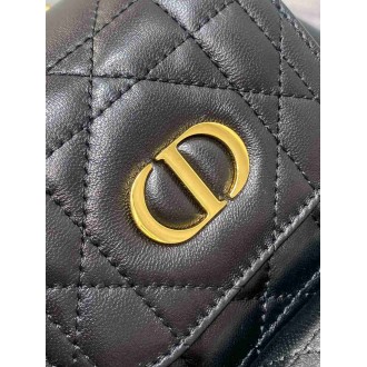 Dior Caro Small Backpack in Black Macrocannage Lambskin
