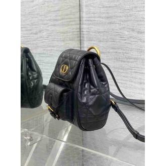 Dior Caro Small Backpack in Black Macrocannage Lambskin