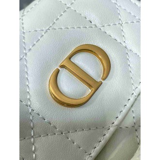 Dior Caro Small Backpack in White Macrocannage Lambskin