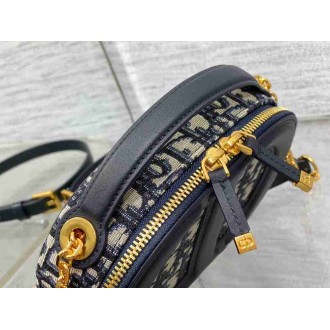 Dior CD Signature Oval Camera Bag in Blue Dior Oblique Jacquard