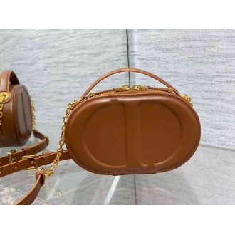 Dior CD Signature Oval Camera Bag in Brown Calfskin